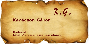 Karácson Gábor névjegykártya